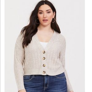 Torrid Ivory Crop Boyfriend Cardigan